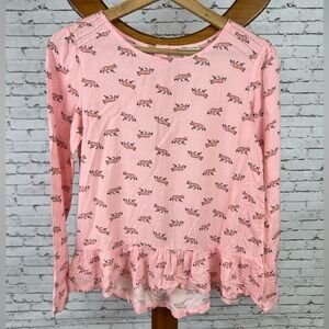 Cherokee | Girls Pink Fox Print Long Sleeve Top size XL (14-16)